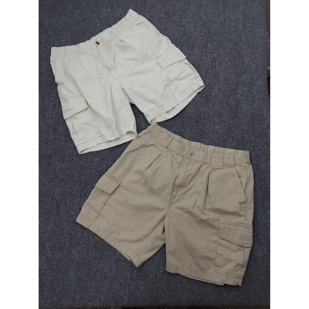 Lot 2 Tommy Bahama Cargo Shorts Mens Large Beige Pockets Beach Cotton Drawstring